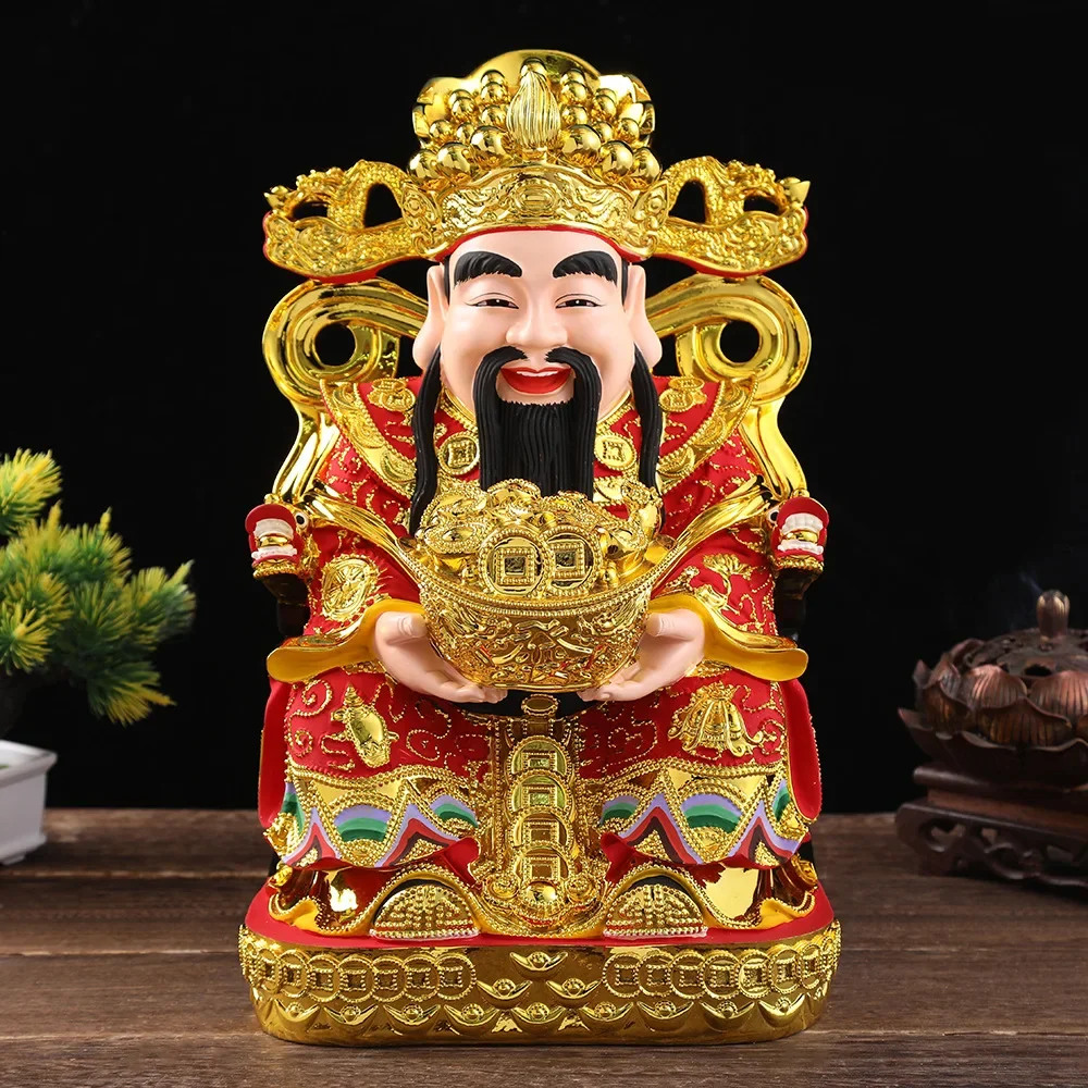 Feng Shui Yuanbao God of Fortune Buddha Statue Attracts Wealth Store Home Offerings Resin Office Ornaments