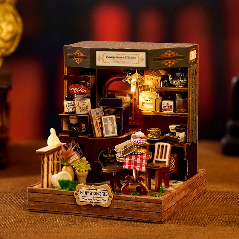 Novo diy kits de construção em miniatura de madeira mini casas de boneca de casa bonito com móveis casas de bonecas para amigos presentes de aniversário