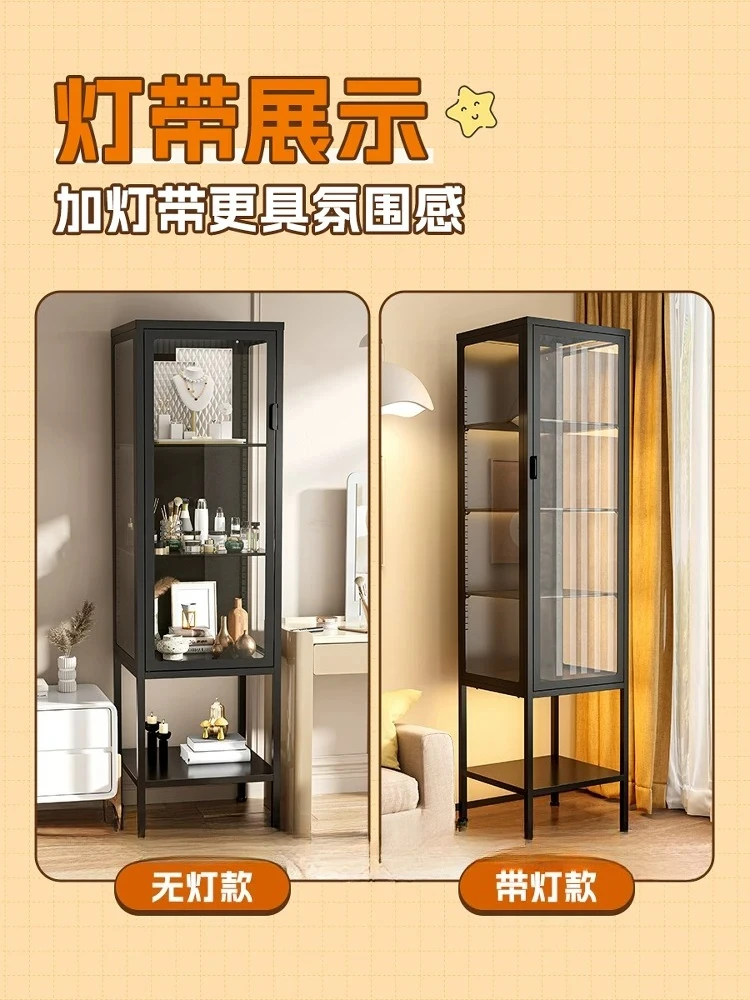 Figure display cabinet Three-sided glass cabinet with lamp Transparent pain cabinet with lock Suitable for Lego model toy