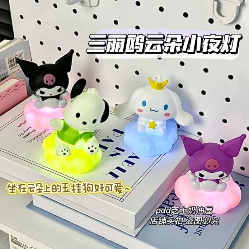 Kawaii Sanrio Cinnamoroll Pochacco Kuromi Small Night Light Bedside Lamp Decorative Desktop Ornament Ins Girls Christmas Gift