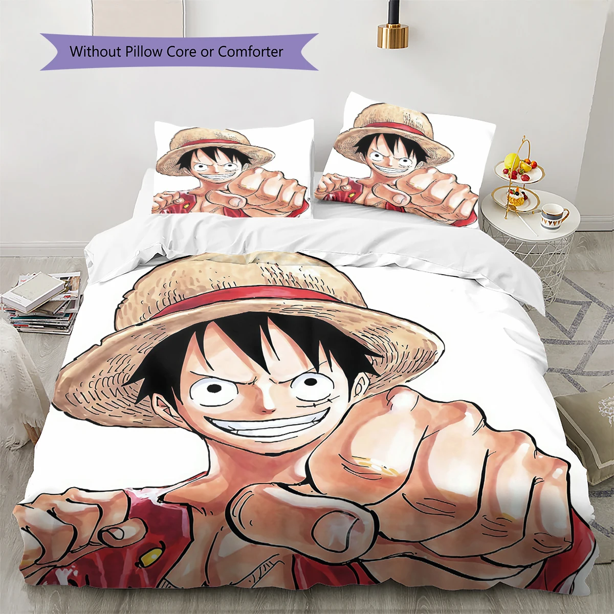One Piece Monkey D. Luffy Soft Comfortable Duvet Cover, Children Bedding Gift Set, Size Different Sizes -HE76