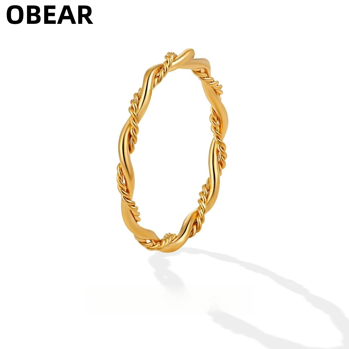 Edelstahl 18K Vergoldeter Minimalistischer Gedrehter Bandring |   Hypoallergener Stapelbarer Schmuck für Frauen