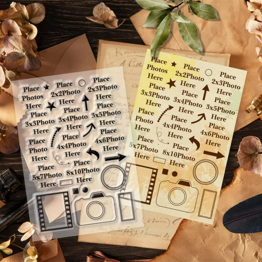 Place Photo Here Clear Stamp Arrow Silicone Camera Rubber Image Frame Transparent Picture Size Seal - view 3