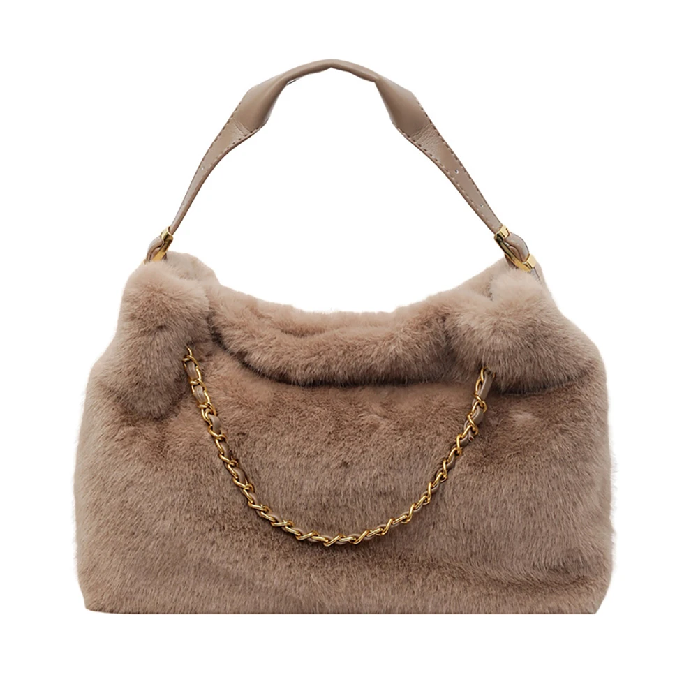 سلسلة الموضة حقيبة قطيفة المرأة الخريف الشتاء بلون لينة كل مباراة حقائب كتف واحدة التنقل اليومي التسوق مشبك حقائب اليد #5