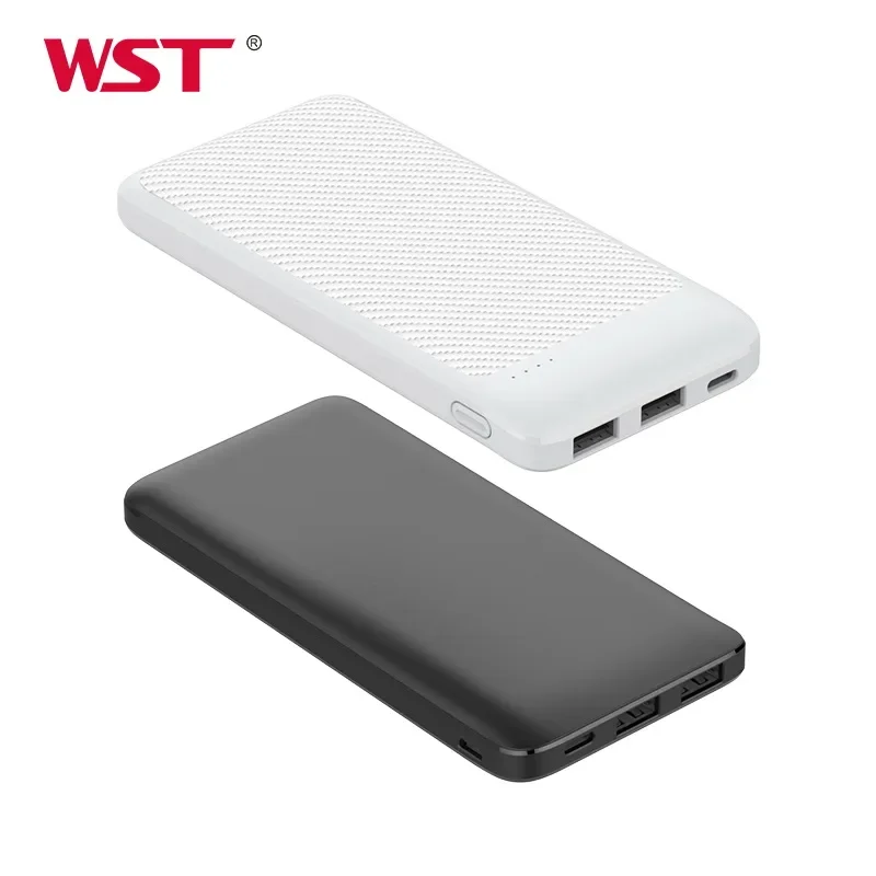 WST Personalized  Bank Mobile Power USB Carbon Fiber Pattern 10000mah Power Bank for Cup Heating Pad