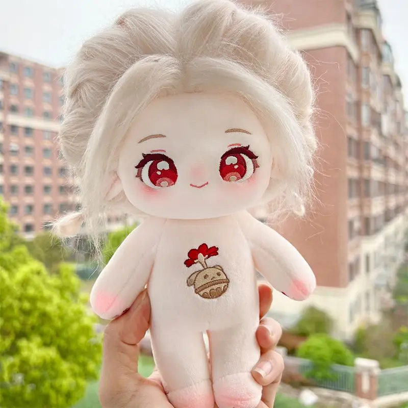 Anime 20CM Genshin Impact Klee Ears Tail Soft Plush Doll Body with Skeleton Dress Up Stuffed Plushie Toys Idol Figures Gift