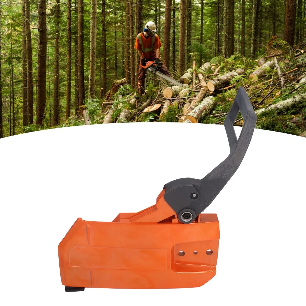 ABS and Iron Chainsaw Cover Compact Side Mounted Chain Brake Handle Easy Installation Orange for Husqvarna 61 66 266 268 272XP