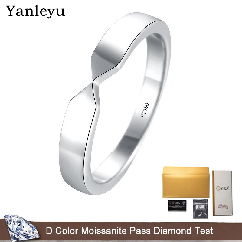 Yanleyu Solid Platinum PT950 Couple Rings Engagement Rings For Lovers Promise Wedding Anniversary Gift For Women And Men