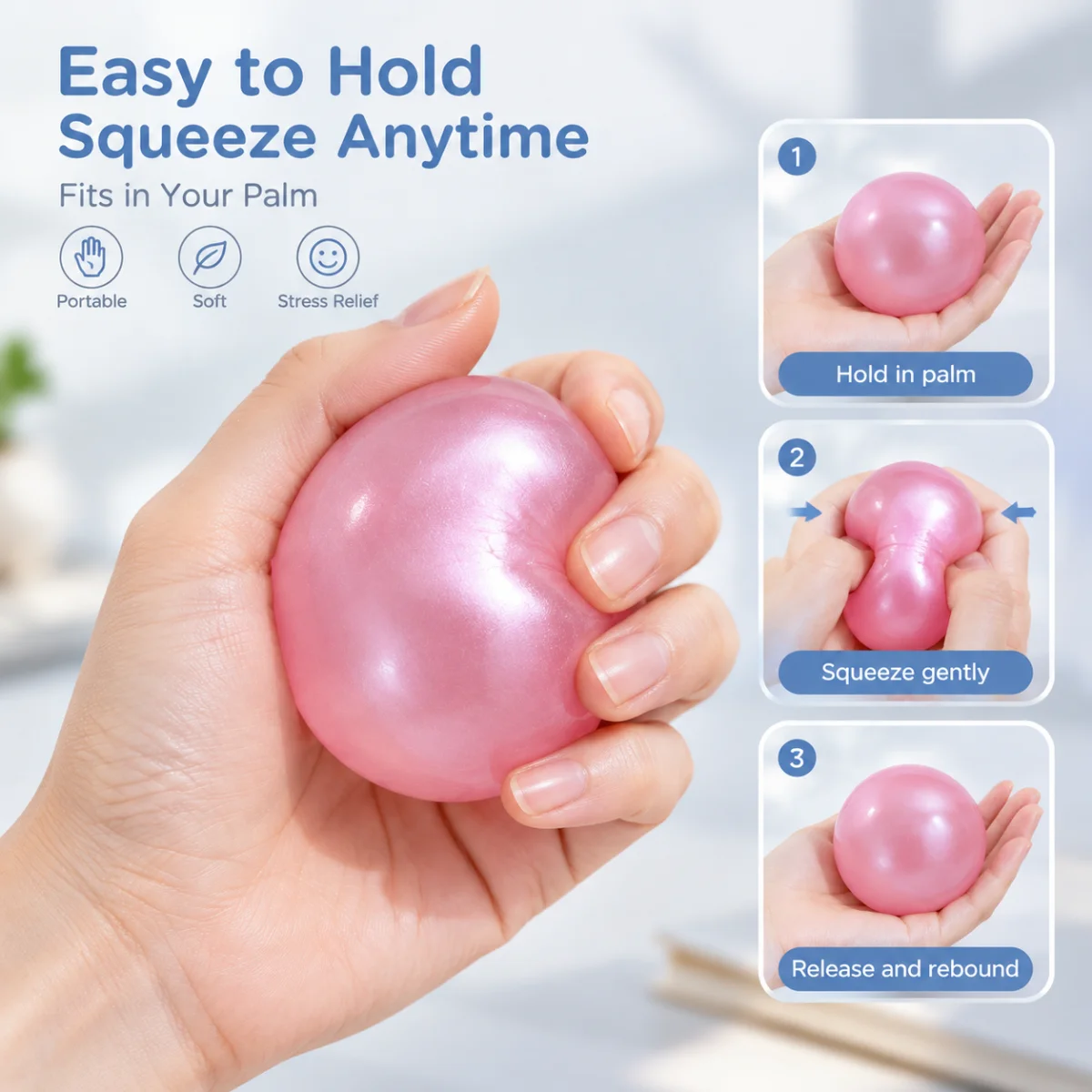 TPR Pearl Squishy Ball Single Sale Stress Relief Fidget Toy Soft Squeeze Decompression Hand Toy For Kids Adults