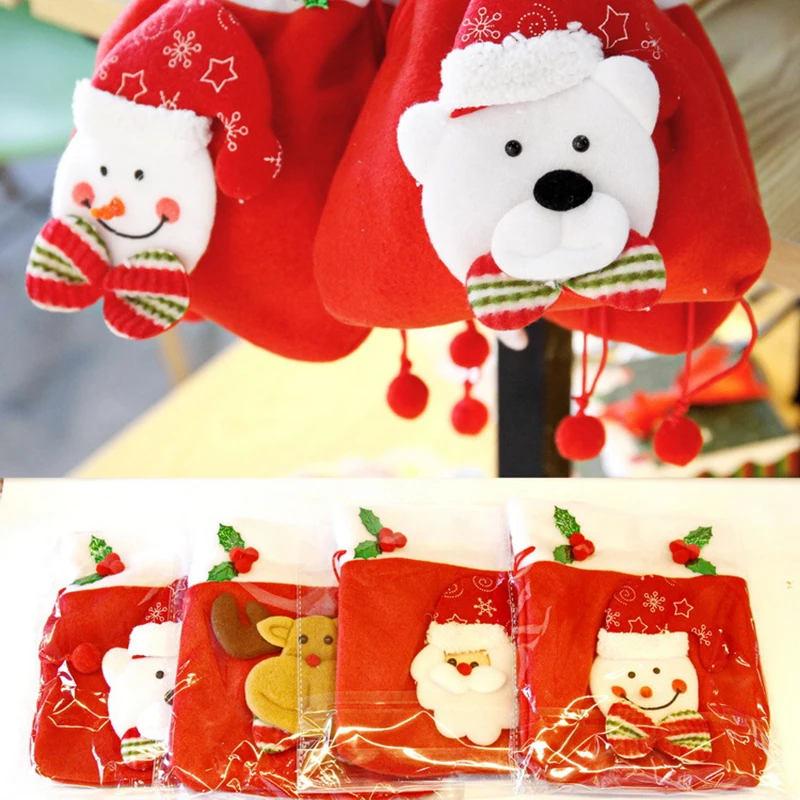 Christmas Santa Claus Sack Children Xmas Gifts Stocking Bag Exquisite Printed Christmas Candy Storage Portable Handbags Decor