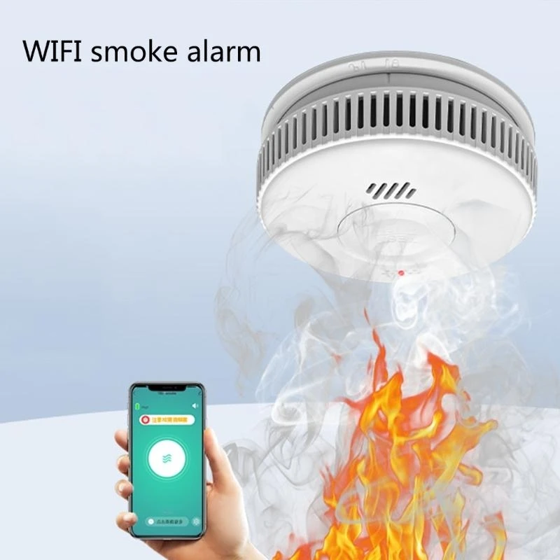 Detector humo inteligente W89C Alarma incendio Wifi con sensores detectores humo timbre 85 para