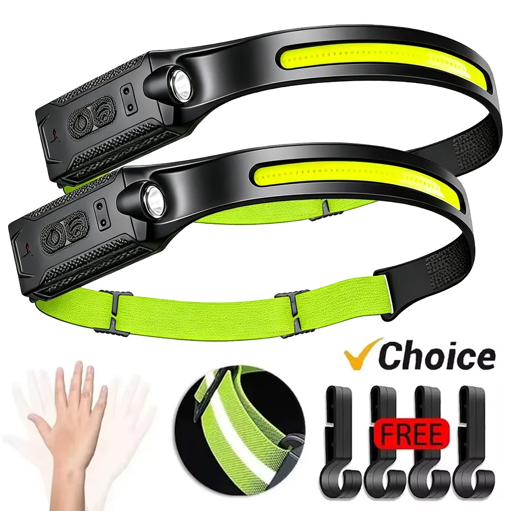 LED HeadlampRechargeable 3-modes Lighting Headlight Flashlight Built in Battery Running Light for Outdoor Camping Emergency Lamp
