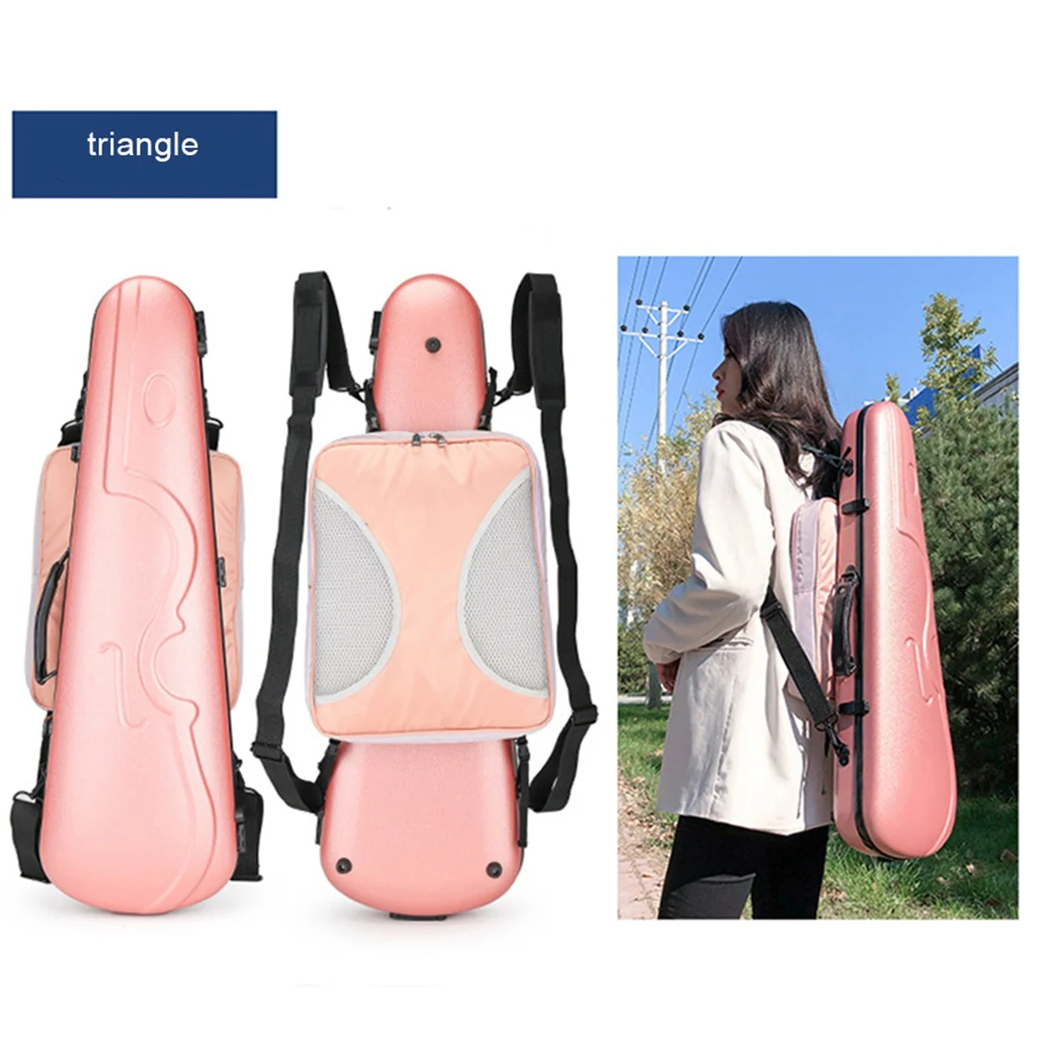 Étui universel en fibre de carbone pour violon, étui rigide, carré, léger, sac pour feuilles de musique, noir