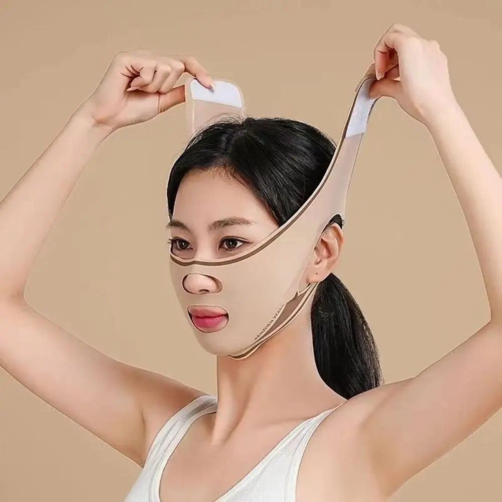 調節可能な顔彫刻スリープマスク V 字型冷却フェイスリフティング引き締めベルト再利用可能な通気性 V ライン整形マスク