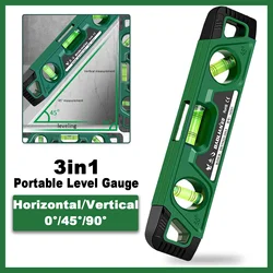 Magnetic Level Gauge High-precision Measure Metric Ruler 0°/45°/90° Horizontal Vertical Protractor with 3 Bubble Measuring Tool