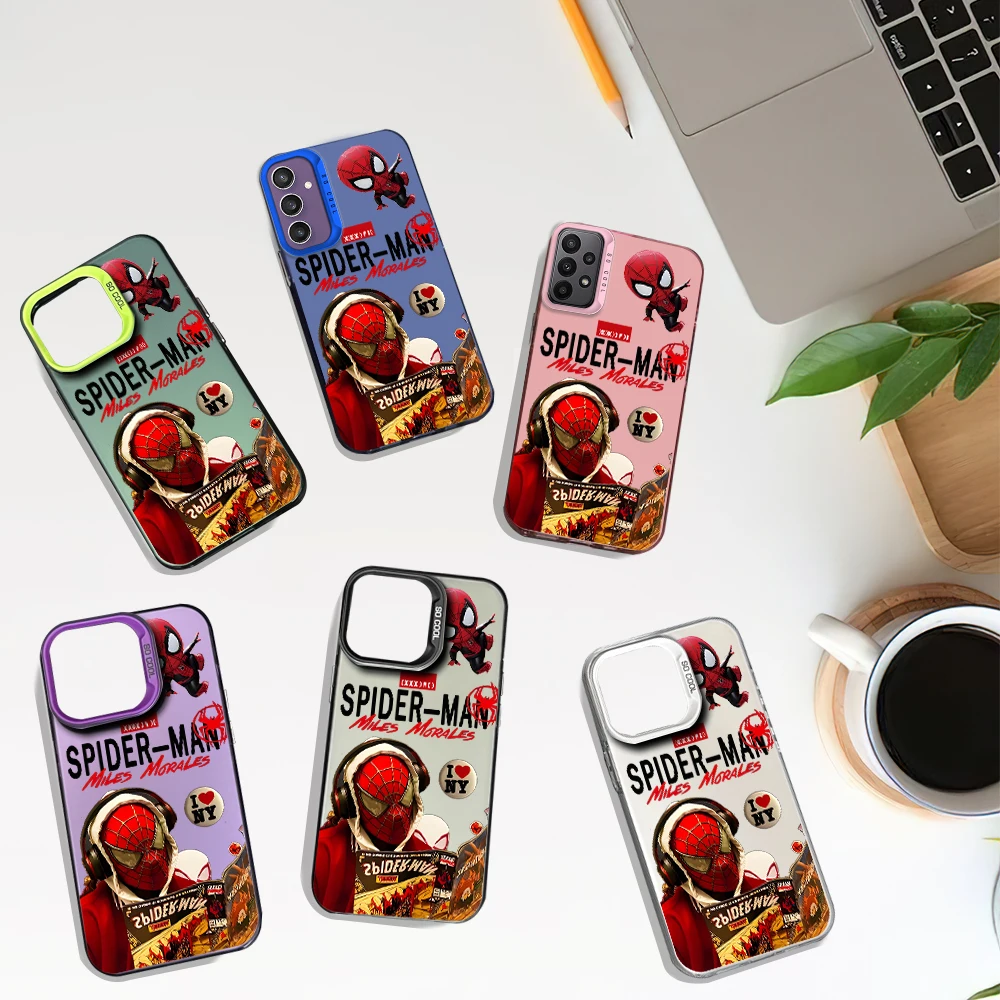 MINISO Cool S-Spider-man Laser Phone Case for Samsung S24 23 22 ULTRA A25 33 32 34 S PLUS IMD Shockproof Silicone Coque