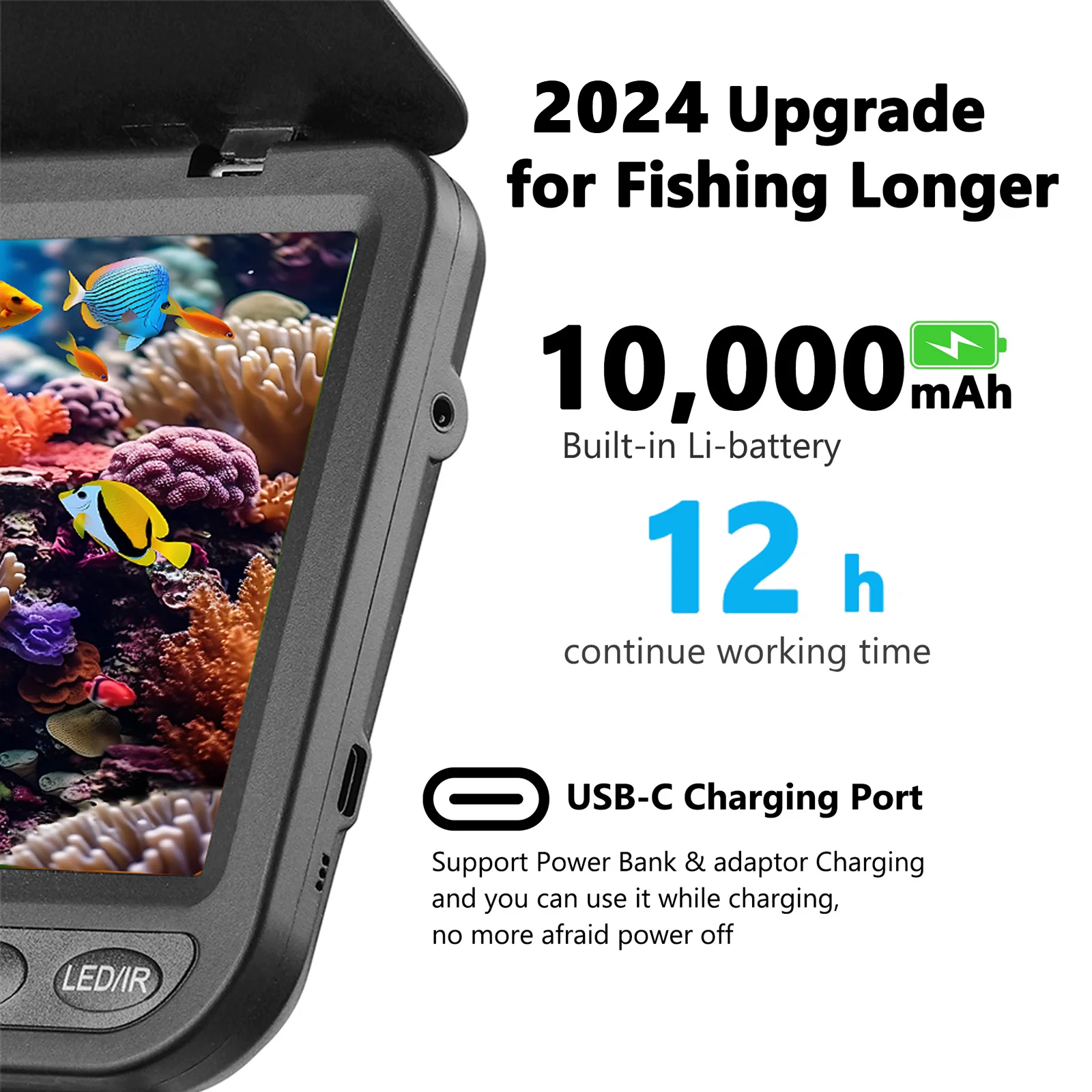 Imagem -05 - Câmera Subaquática para Pesca Gravação Dvr Câmera de Pesca com Bateria 10000mah Fish Finder para Pesca ao ar Livre 1080p