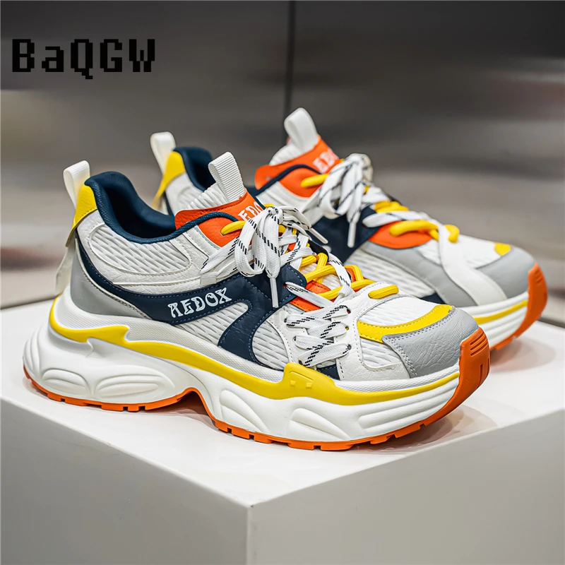 

Ретро-кроссовки 2026: дышащий верх из сетки и кожи, удобная толстая платформа, повседневная обувь для прогулок и уличного стиля