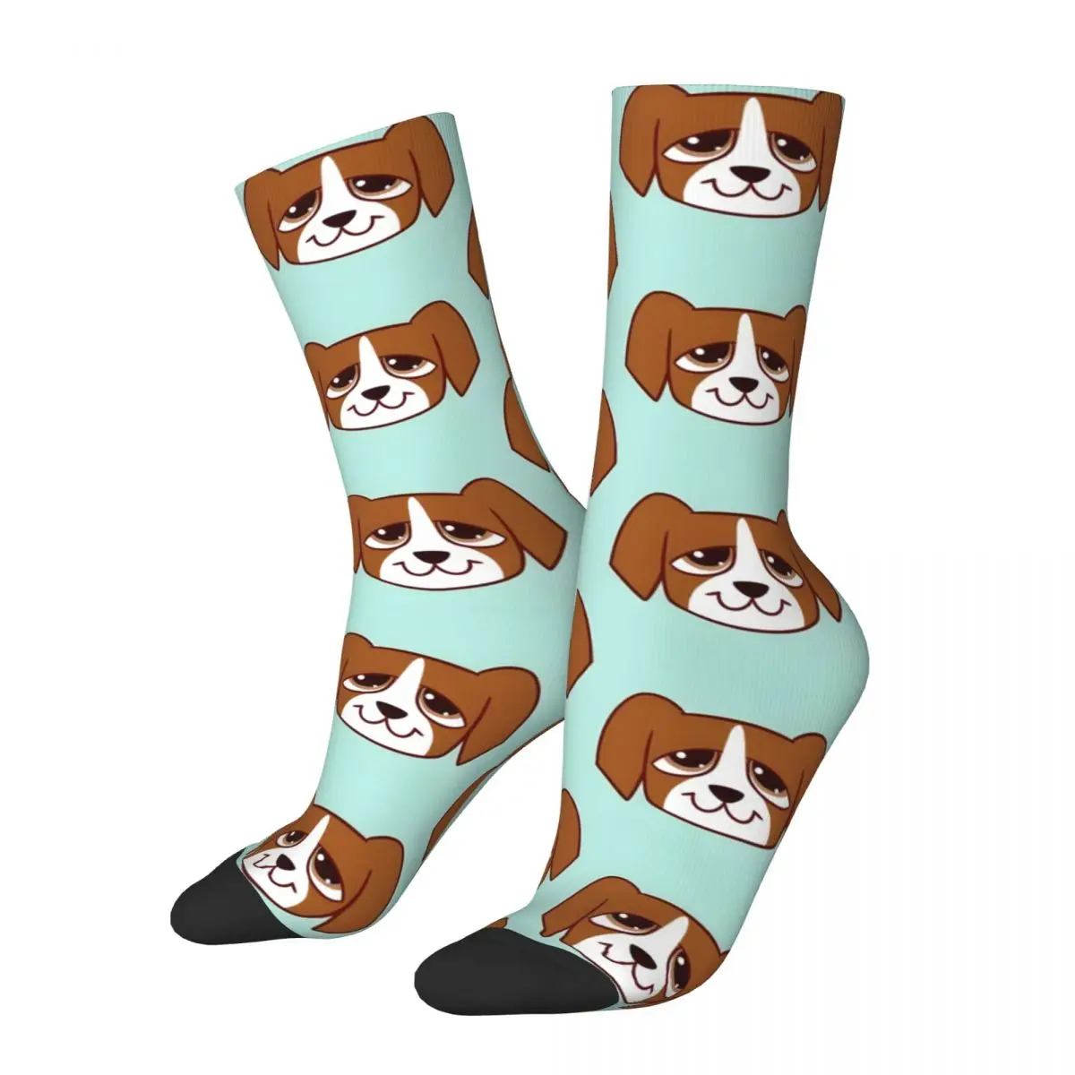 Funny Happy Pet Boxer Men's Socks Retro Harajuku Littlest Pet Shop Hip Hop Novelty Casual Crew Crazy Sock Gift Printed