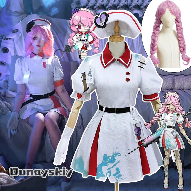 

Костюмы для косплея Game Eggy Party Heather, белый костюм медсестры, женские платья французской горничной, вечерние костюмы Eggy для ролевых игр, парики, наряд