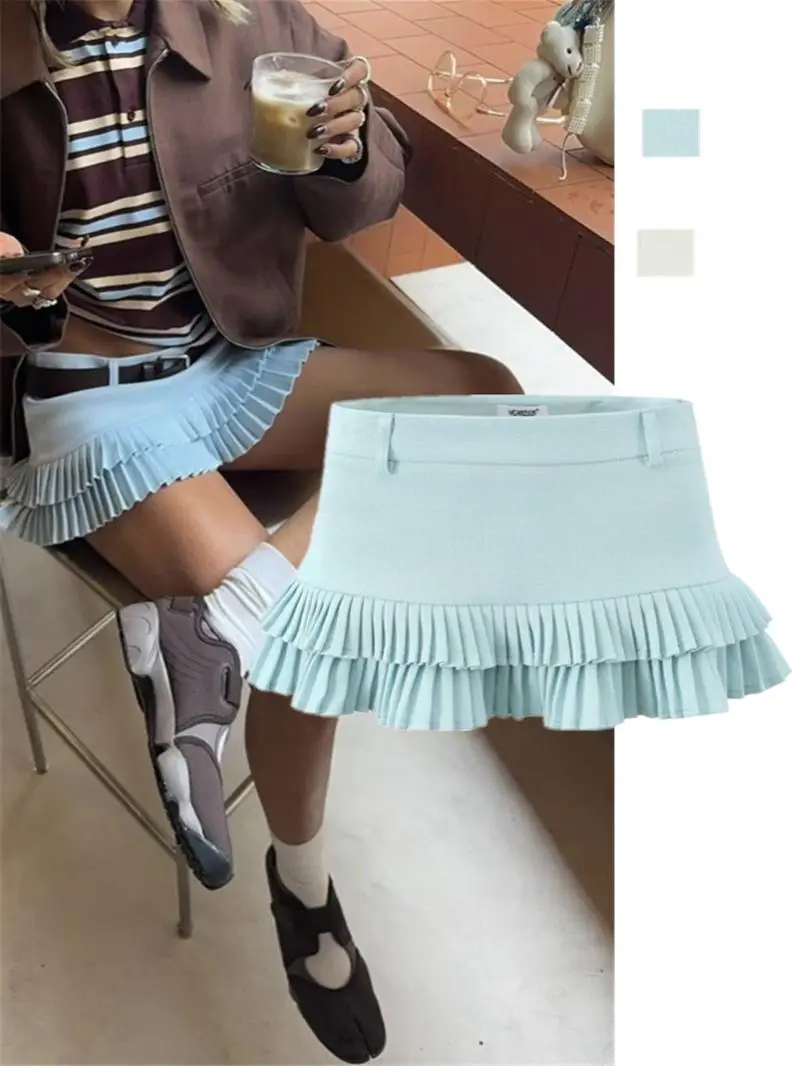 Jupe plissée Sexy, pantalon, taille très basse, allonge les jambes, doux et épicé, Street Faion, couleur printemps 2025