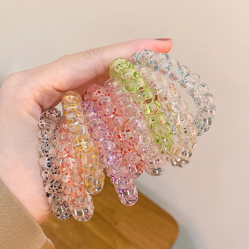 5pcs-Onion powder telephone wire hair tie wholesale hair accessories hair band string small elastic band for women girls