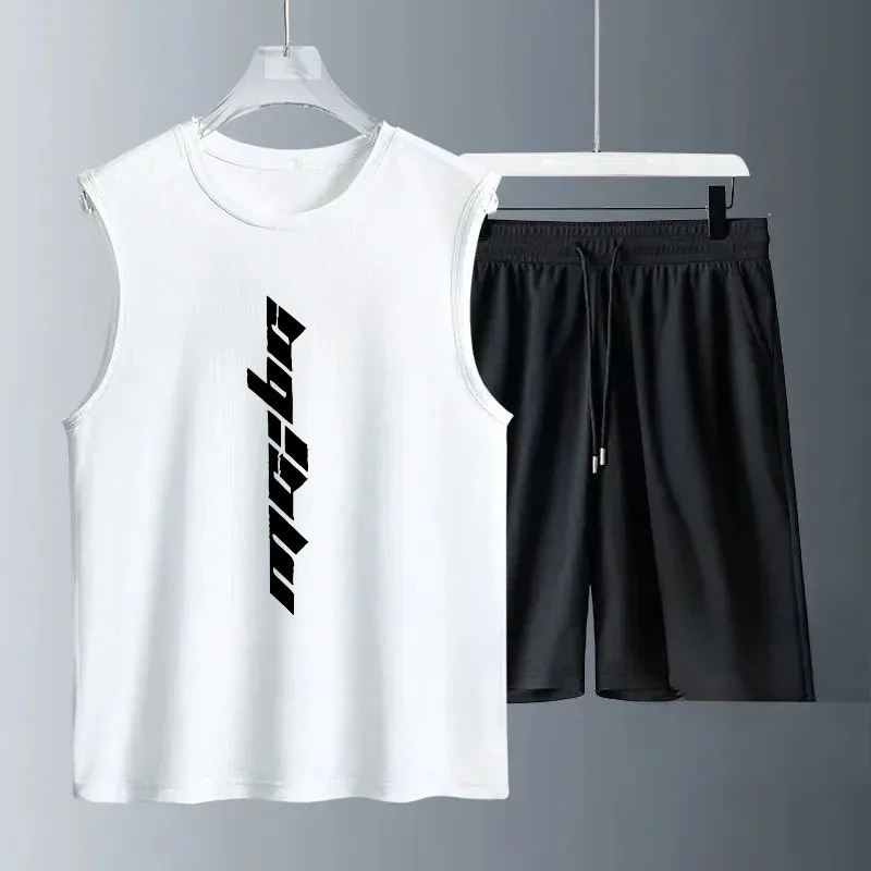 

Men's Tank Top Sets 2026 Summer Quick drying sports jogging set oversize sweat suit running beach Breathable seaside