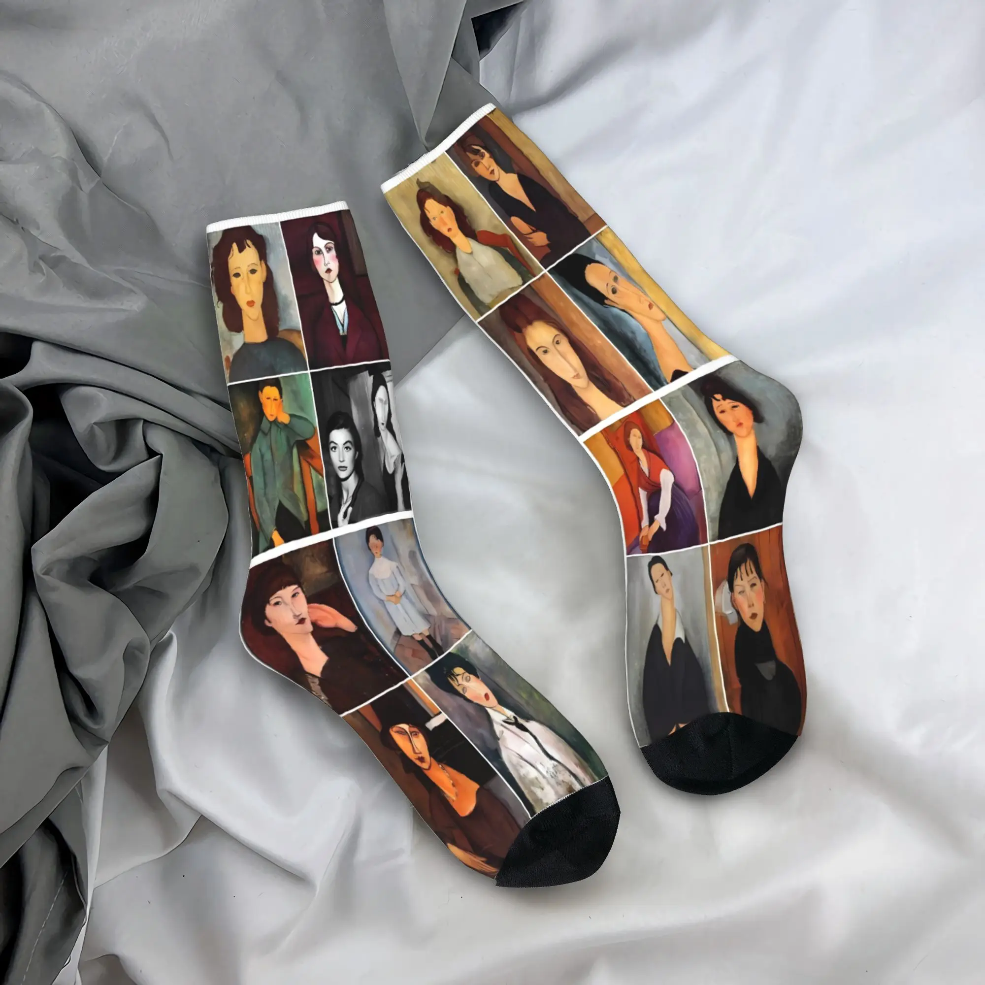 Couple Socks Amadeo Modigliani Print  Stockings Anti Sweat Quality Socks Winter Gothic Printed Skateboard Socks