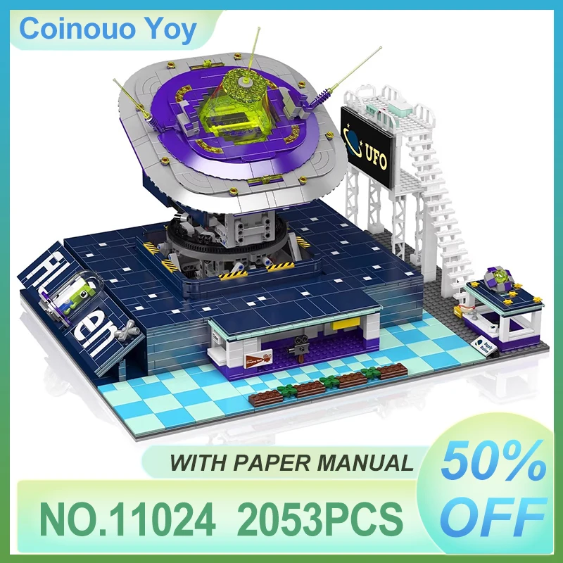 Controle remoto técnico mold king 11024 estação de monitoramento de ufo alienígena bloco de construção montagem quebra-cabeça brinquedo diy meninos presente de natal