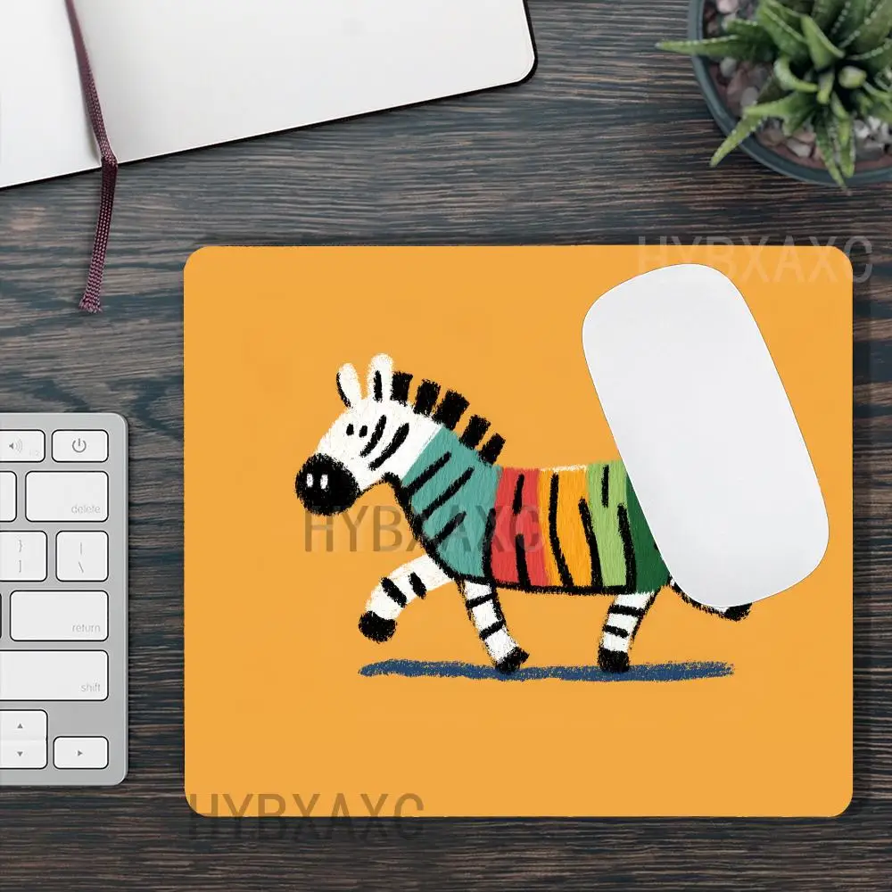 

HYBXAXC Anti-Slip Rubber Desk Mat Gaming Office Small Mouse Pad Colorful Zebra Art Print