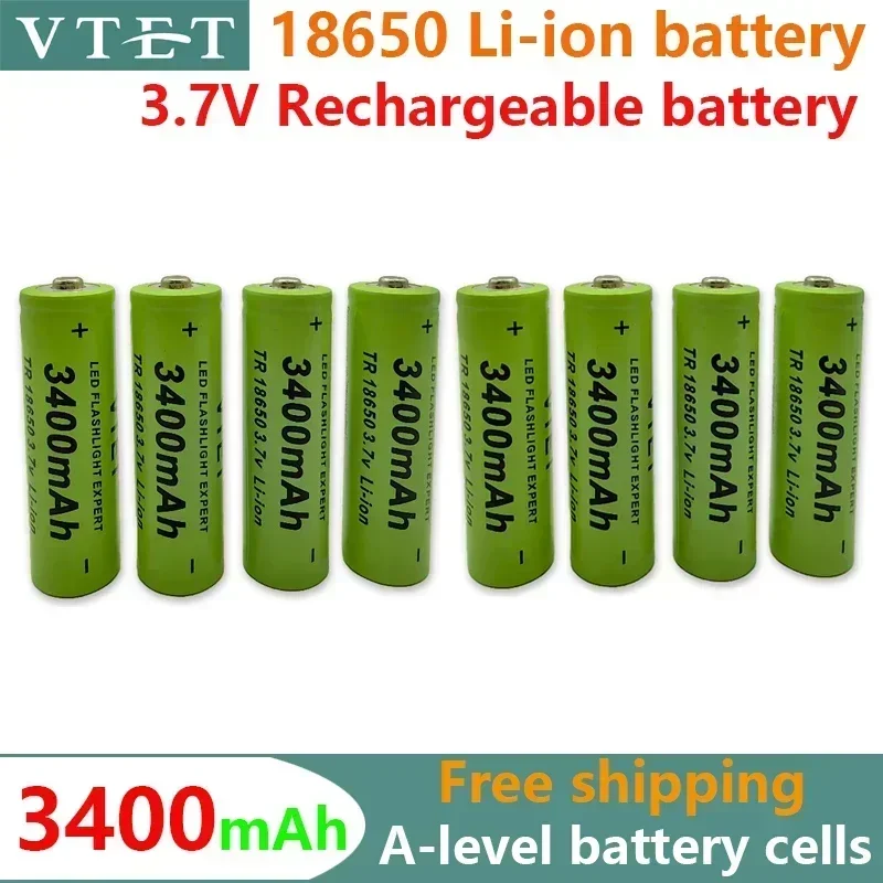 2024New 18650 3.7V 3400mAh Rechargeable Battery for Flashlight Torch Headlamp Li-ion Rechargeable Battery Drop FAN New Arrival