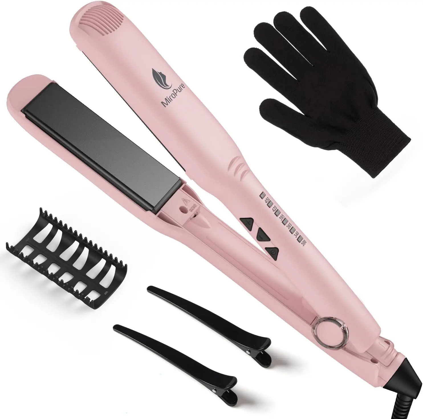 

1.5" Flat Iron & Curler 2-in-1, 30s Fast Heat, 6 Temp Settings, Auto Shut-Off, Dual Voltage