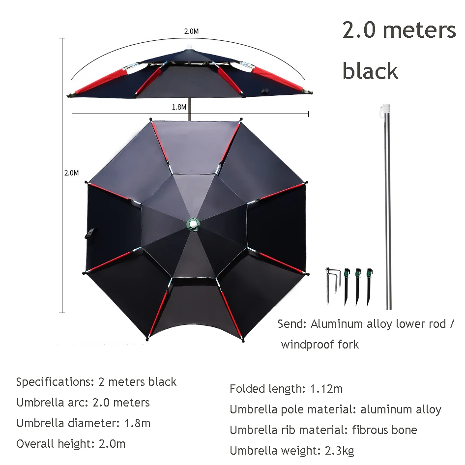 Outdoor Beach Sun Shade, Waterproof, Universal, Adjustable, Double Layer, Pop Up, Ice Carp Fishing, Tent Umbrellas