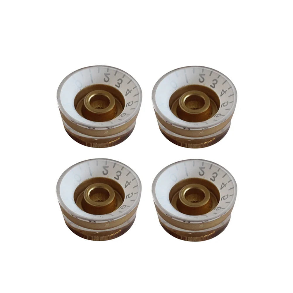 

4Pcs Big Round Guitar Tone Volume Knobs Premium Acrylic Durable Electric Guitar Control Replacement White Yellow
