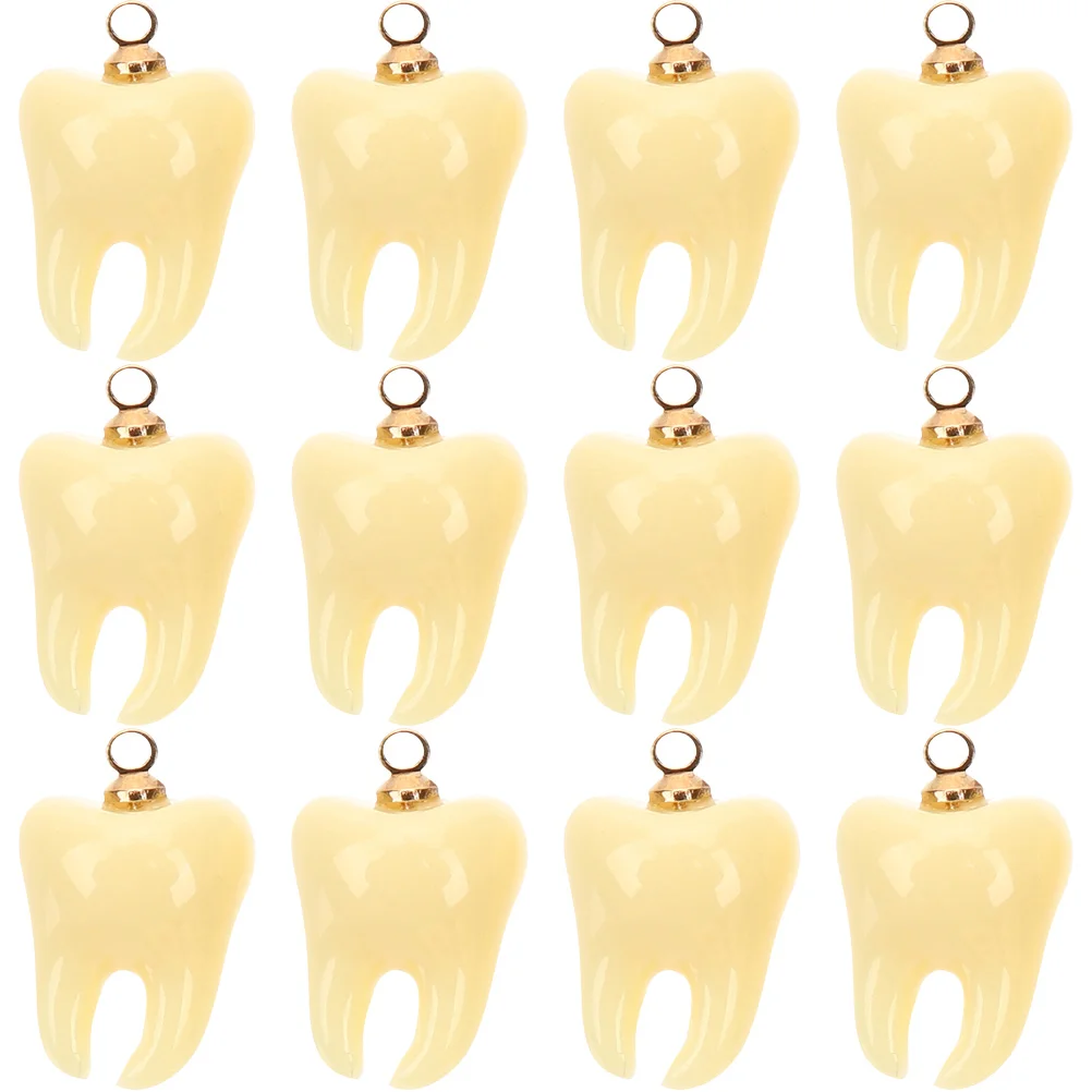 

12 Pcs Locket Tooth Shape Pendant Charms for Jewelry Keychain Decorative Teeth Material Making Resin Small