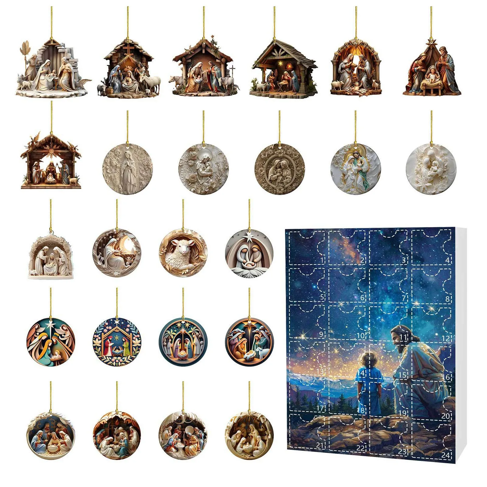 Conto alla rovescia per Natale per bambini Decorazioni per l'albero di Natale Calendario dell'Avvento 2024 Decorazioni natalizie Scena Grande cronometro Orologio