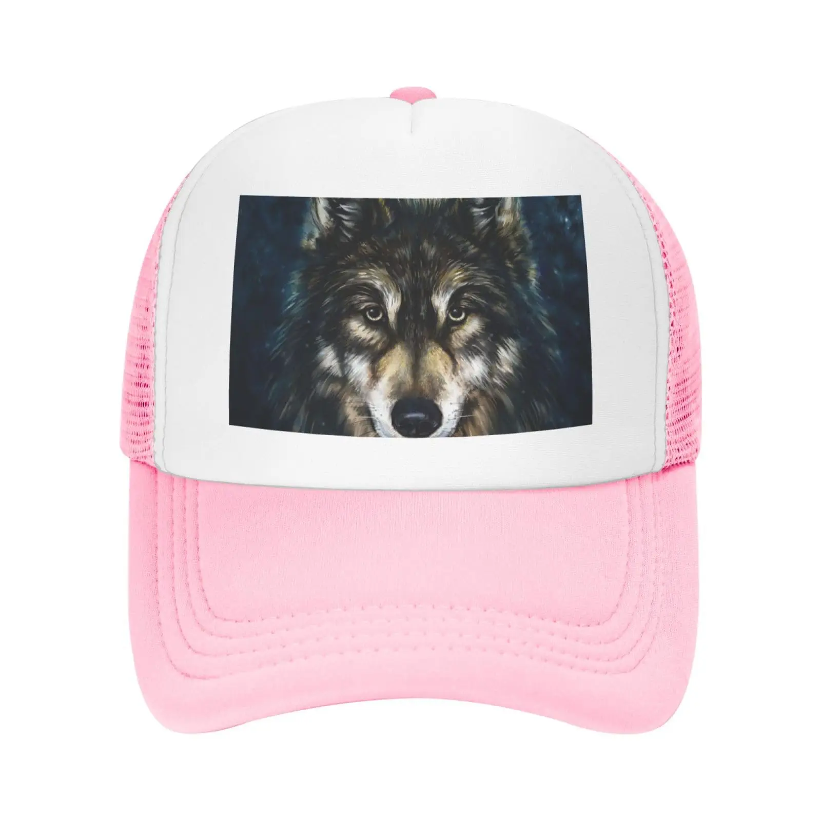 Wolf Pink Mesh Baseball Cap Sun Visor Hat Womens Men,Sun Hats Sport Cap Trucker Hat  Sports Outdoor Activities Travel Durable