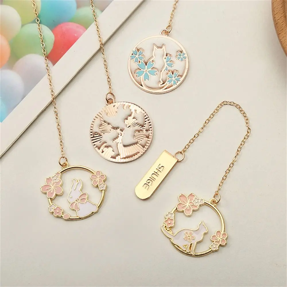 Creative Cherry Blossom Bookmark Page Sign Pet Design Book Clip Alloy Chain Reading Pages Pendant Bookmarks School Supplies