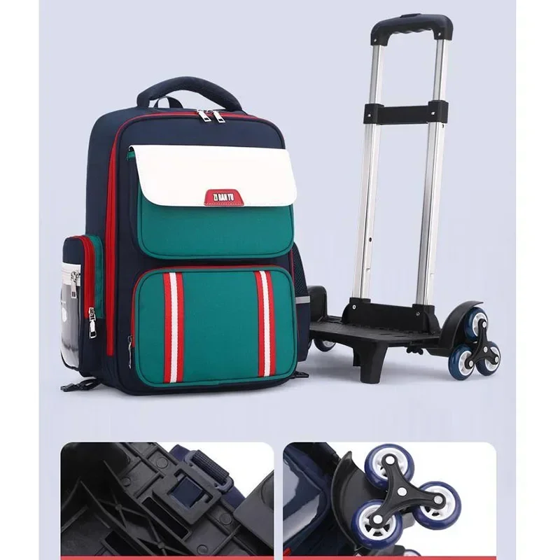 2025 New Kids School Bag with Wheels Rolling Backpack for Boy Wheeled Trolley Book Bag Carry on Luggage Back Pack Mochila Ruedas