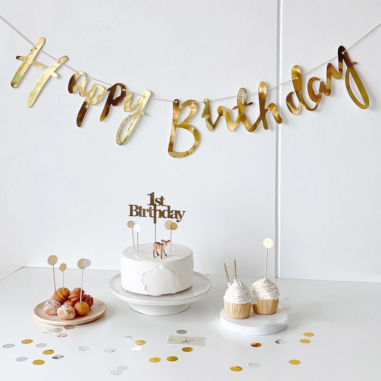 Gold Alles Gute zum Geburtstag Banner Geburtstag Hochzeit Party Dekoration Hängegirlande Banner Babyparty 1. Geburtstag Junge Mädchen – Detail 4