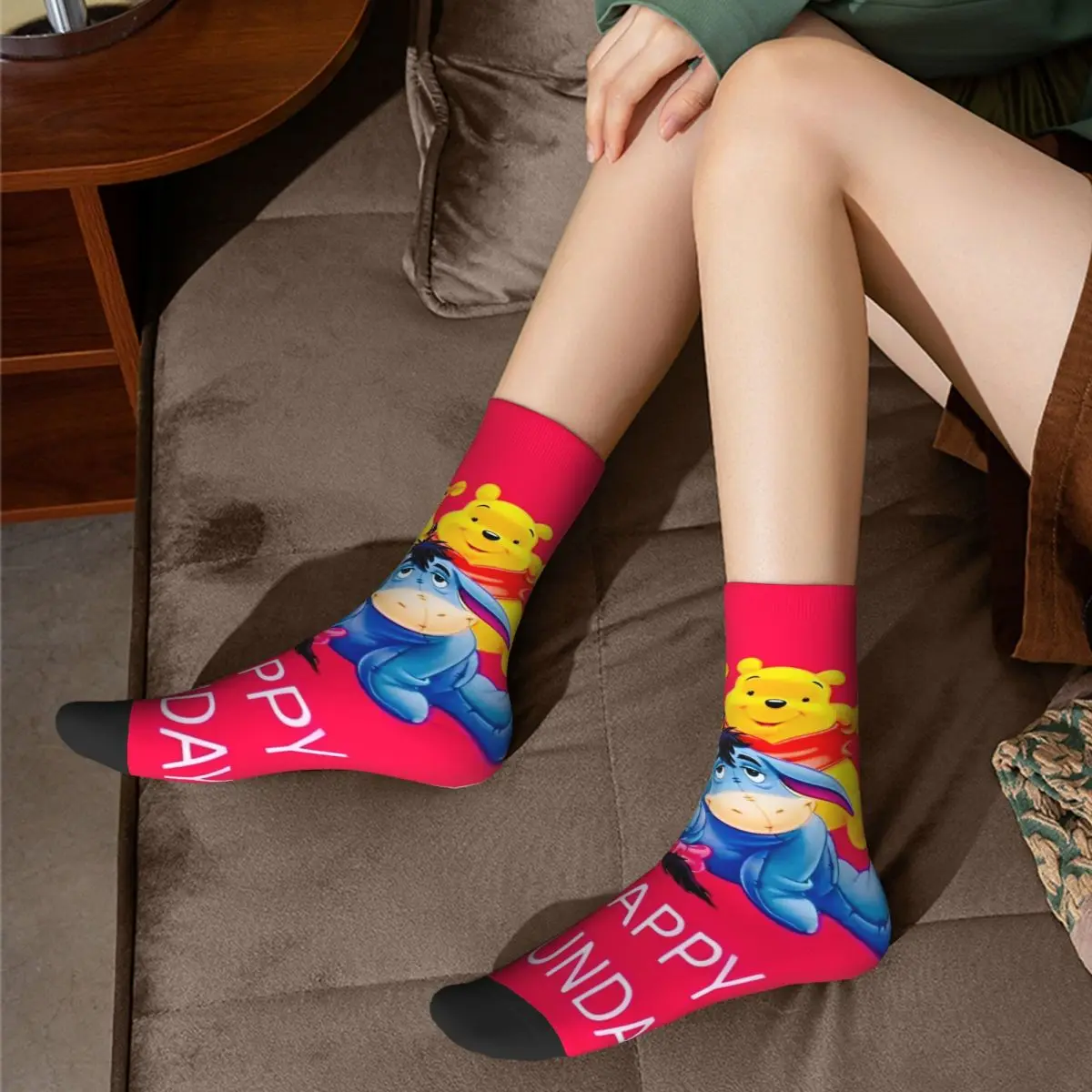 Winnie The Pooh Cartoon Stockings Men's Socks Medium Soft Leisure Socks Autumn Climbing Anti Slip Graphic Socks Gift