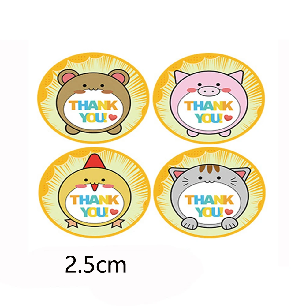 50-500 Stuks Cartoon Dank U Stickers Voor Seal Verpakking Decoratie Stickers School Leraar Kids Student Briefpapier Stickers