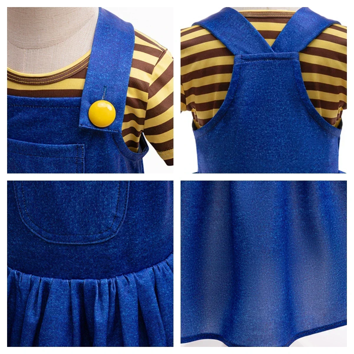 КосплейRobe d'halloween pour filles, ансамбль для косплея, haut rayé, jupe à bretelles, robe de soirée, décontracté d'ét