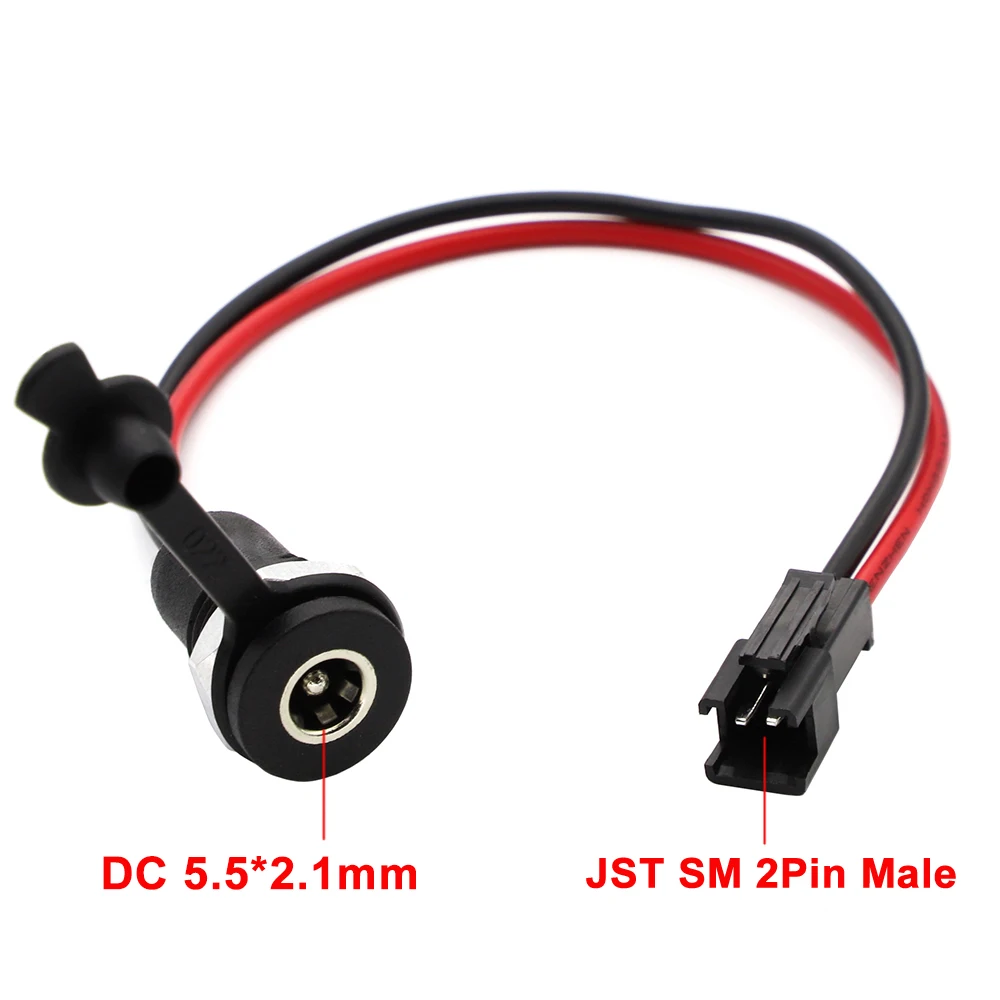 1/3/5/10Pcs DC 5.5 X 2.1mm Power Jack Socket Female Panel Mount To 2 Pin JST SM Male Plug Connector Cable For Electric Scooter