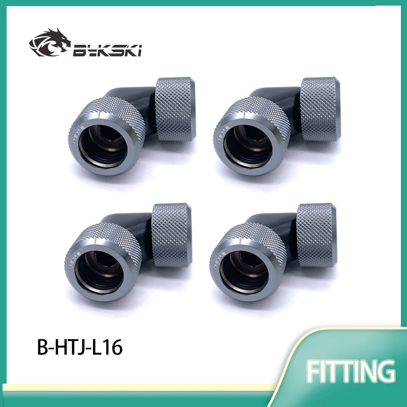 Bykski OD14mm/OD16mm 90 Degree Hard Tube Fitting Hand Compression Connector Computer Accesspries for Acrylic PETG Tube B-HTJ-L16