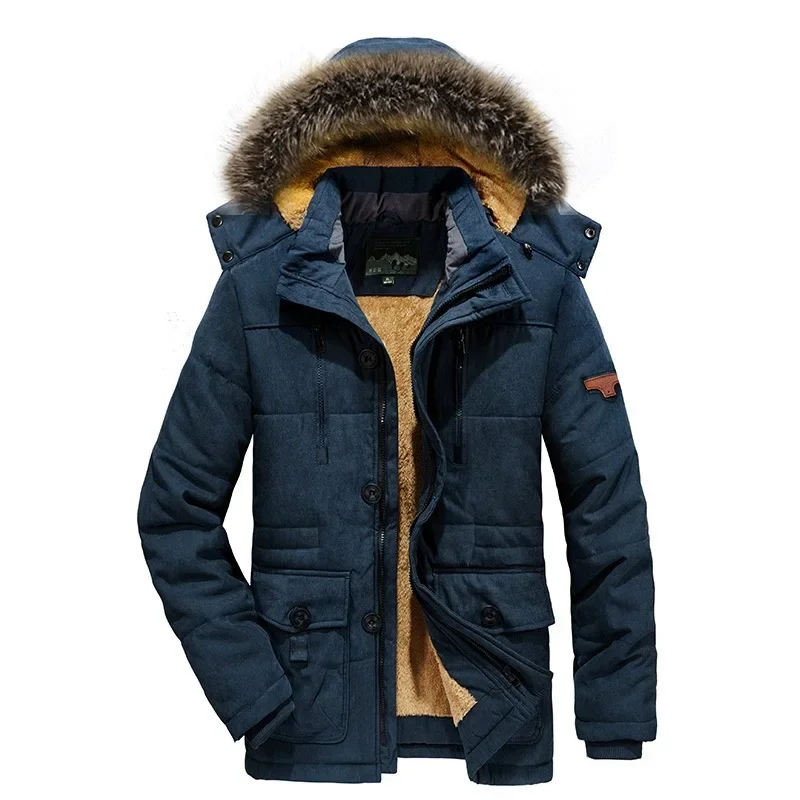 Winter Mens Down Jacket Hooded Casual Long Warm Parka High-quality Men Fitted Winter Coat Multi Pocket Work Jacket Size 7XL