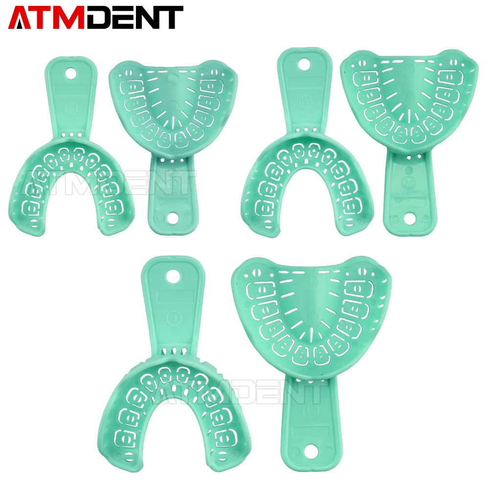 6Pcs/Set Dental Impression Plastic Tray S/M/L Dental Implant Tray Full Mouth Removable Partial Mold Tray Easy To Fold