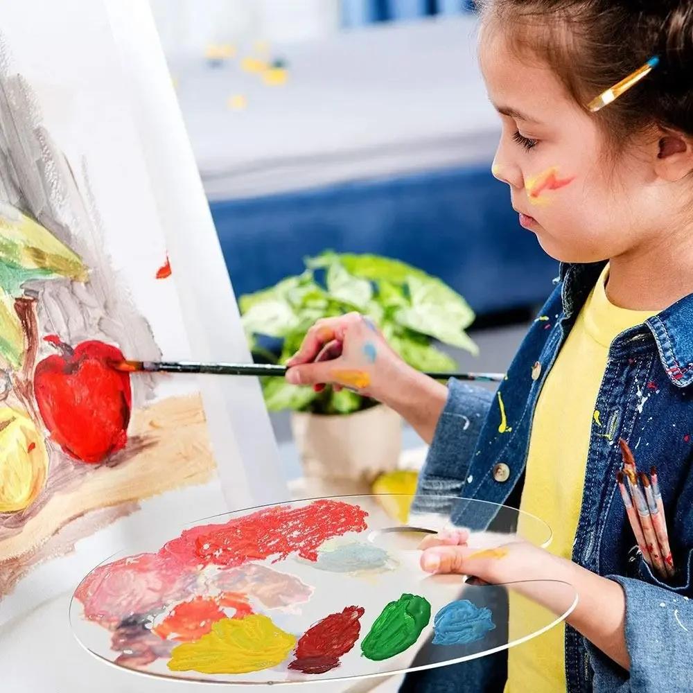 Акриловый прозрачный лоток для краски, высококачественные принадлежности для рисования, прозрачные палитры красок, гуашь, овальный пигментный поддон