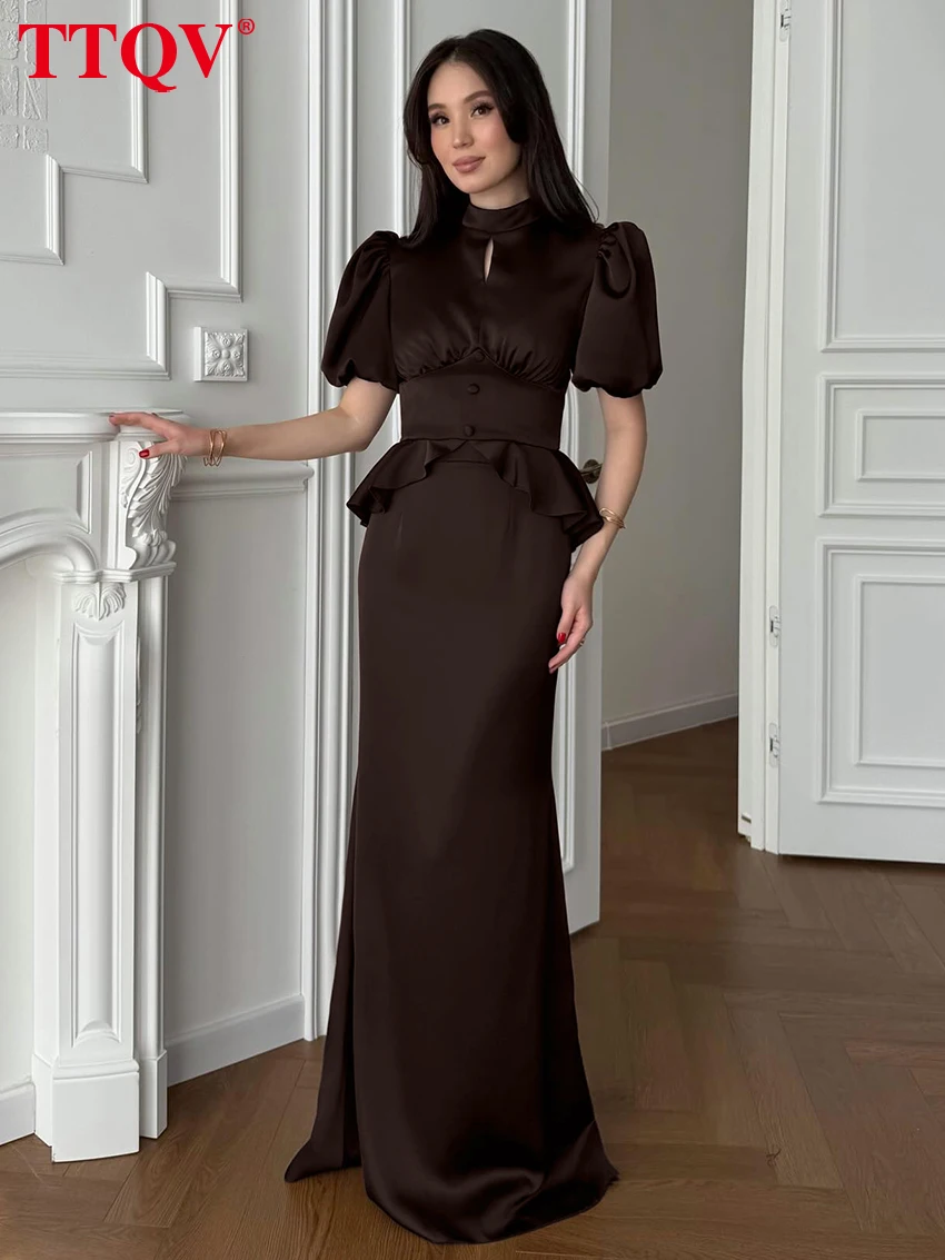 

TTQV Summer Loose Pink Satin Skirt Set 2 Piece Woman Fashion Short Sleeve Shirt With High Waist Maxi Skirt Set Female Clothes