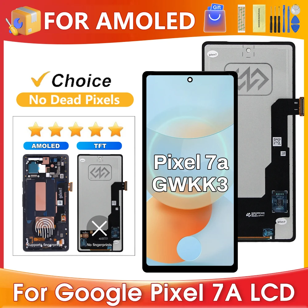 For AMOLED Pixel 7A GWKK3 GHL1X G0DZQ Tested For Google Pixel 7A LCD Display Touch Screen Digitizer Assembly Replacement